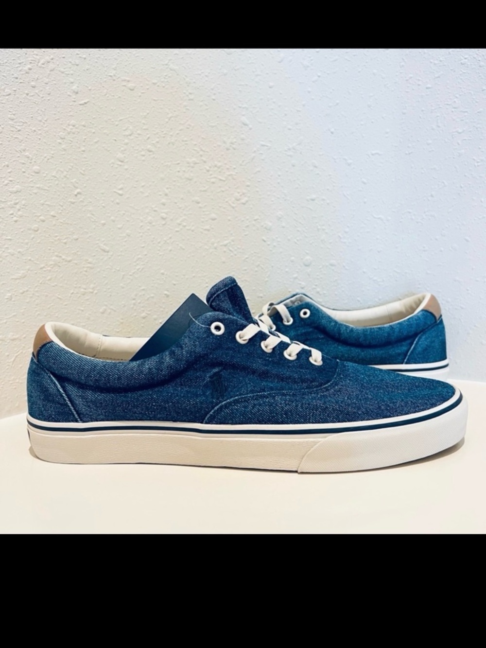 Polo Ralph Lauren Men’s Keaton Pony Dark Blue Denim Canvas Sneakers Sz 13 NEW